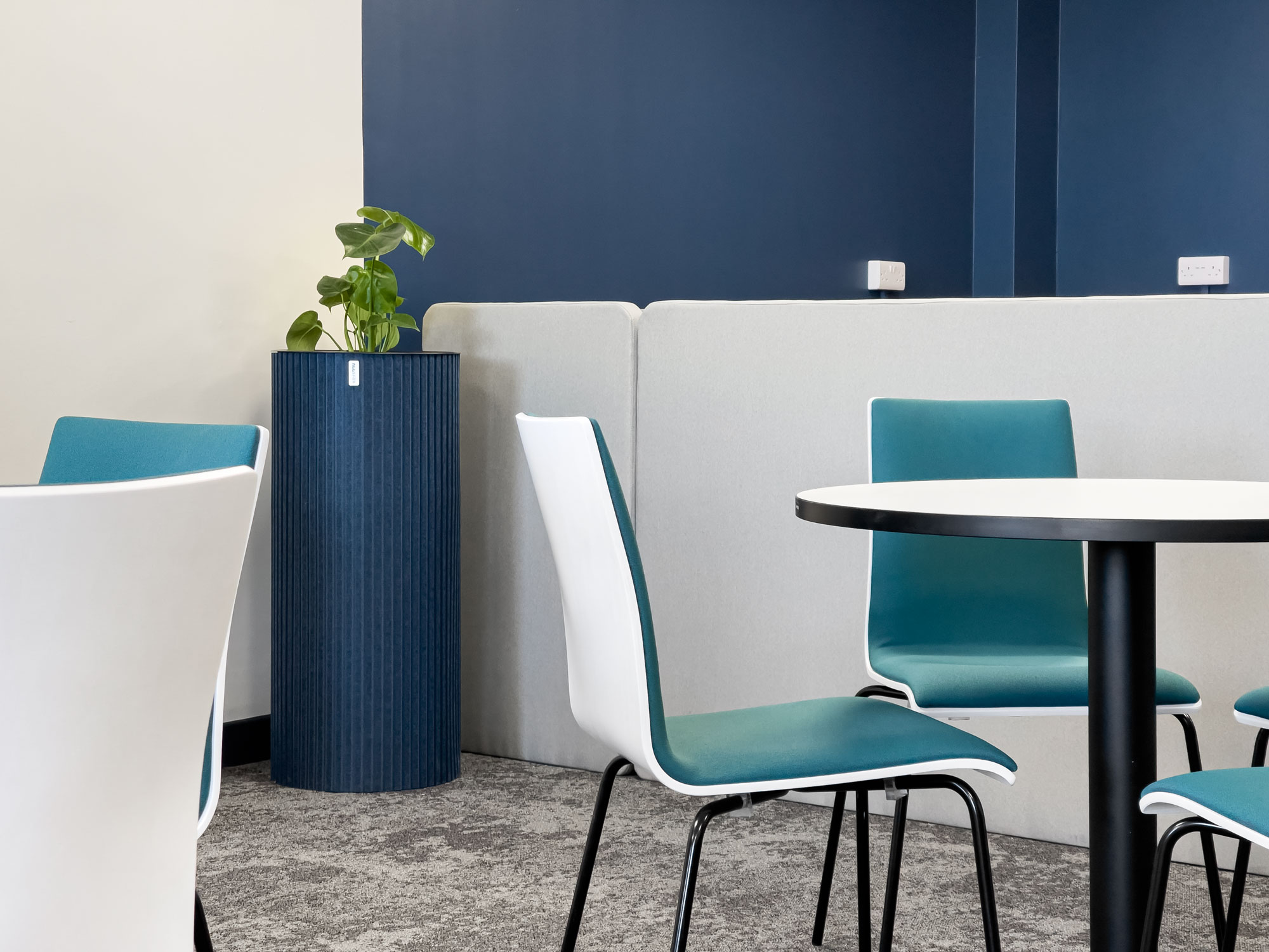 Modern furniture installation in a workplace