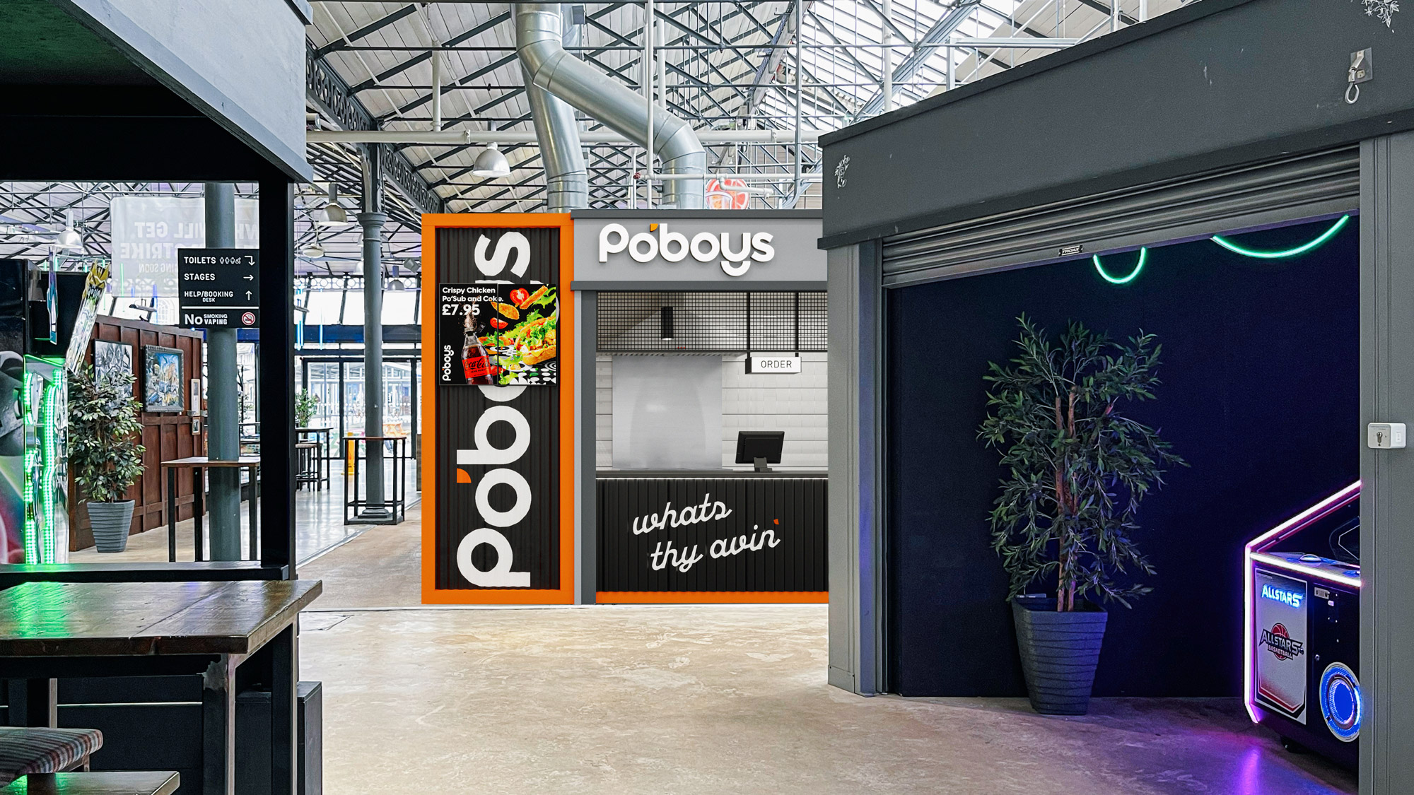 Quick Serve Restaurant 3D concept visual in Doncaster Wool Market by District Four Design for Po'Boys
