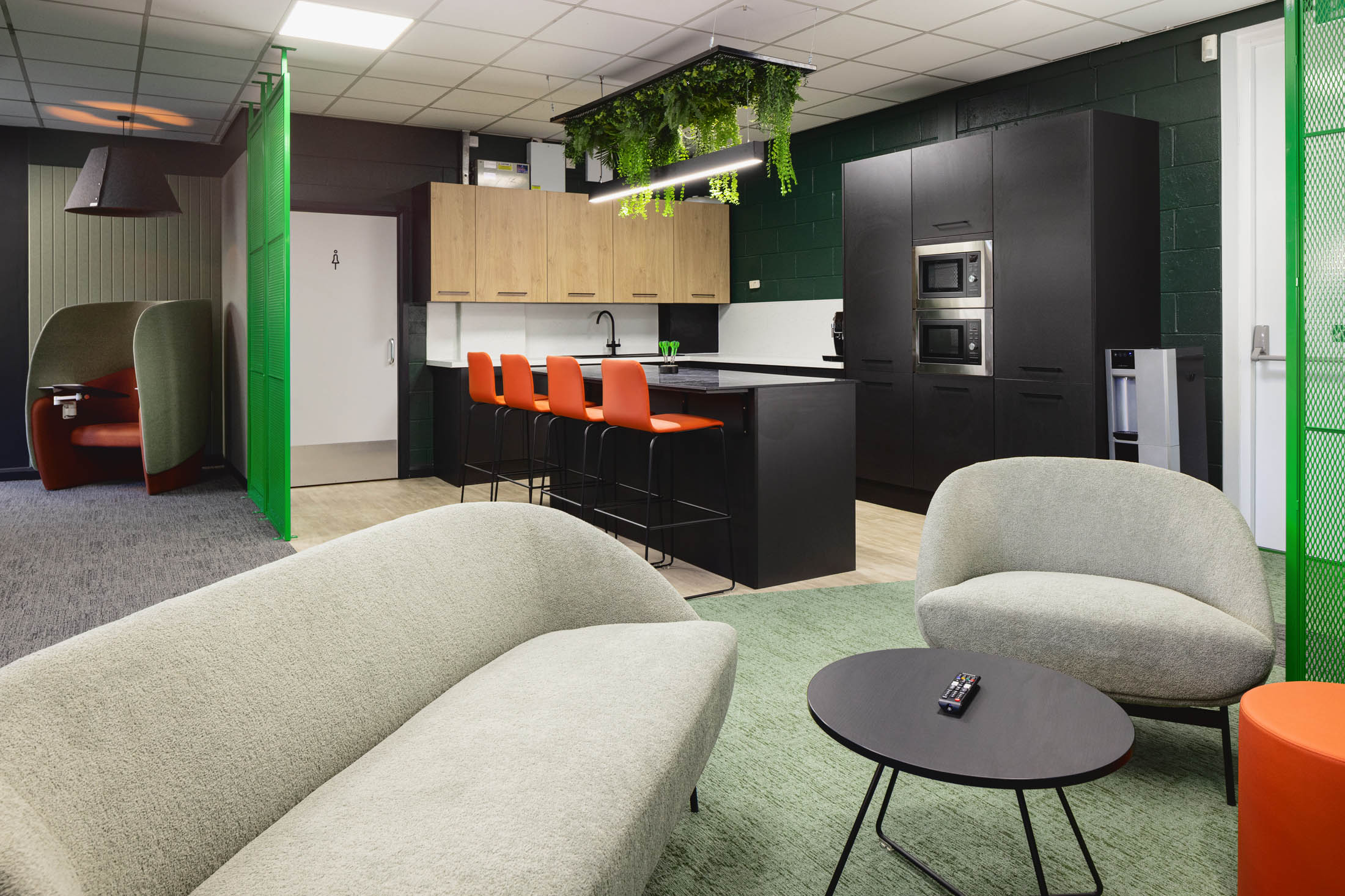 Modern office kitchen in open plan environment