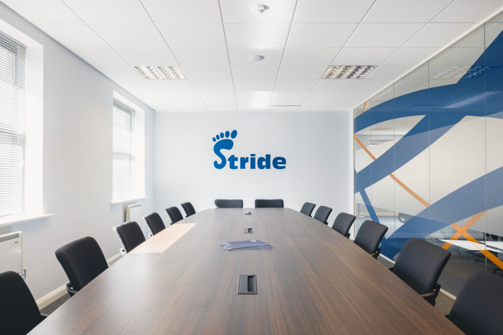 Branded boardroom at the Stride Yorkshire office, Doncaster